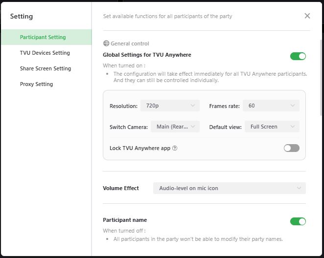 Kiosk mode setting window