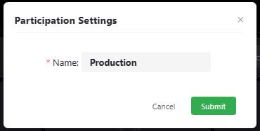 Participation settings window