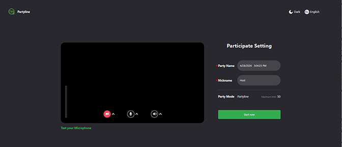 Partyline Participate Setting page