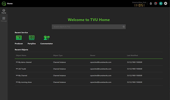 TVU Home landing page