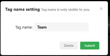 Tag name setting window