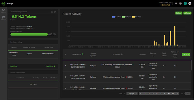 Token management page