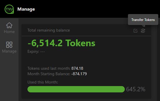 Transfer token icon location