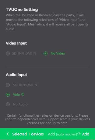 add TVU device input TVUOne Setting