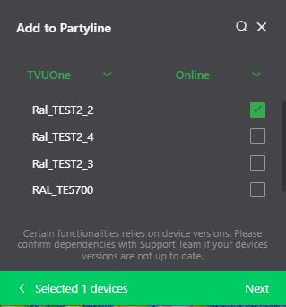 add TVU device input menu selected