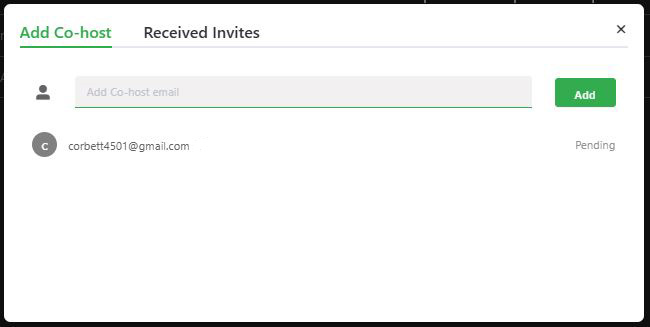 add co host window pending