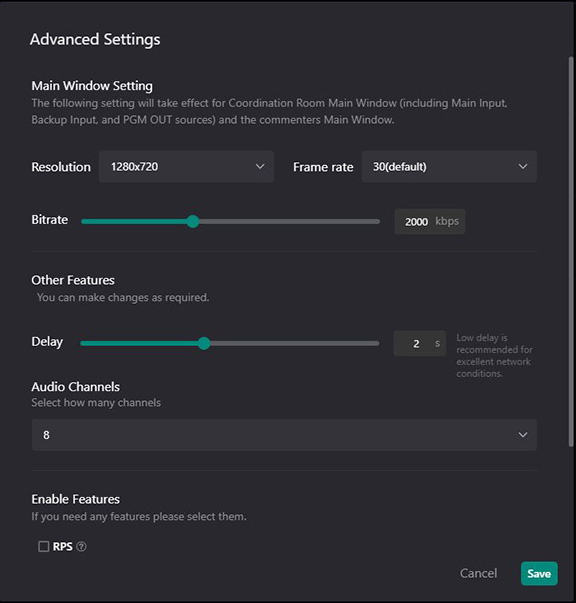 create event advanced settings