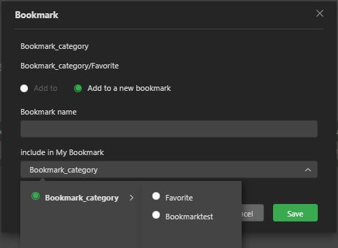 Add to a new Bookmark menu