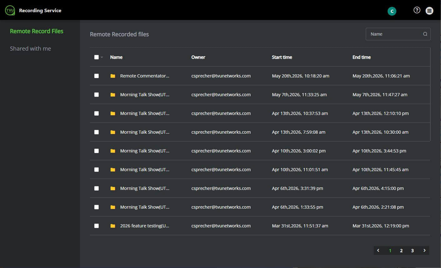 Cloud Recording Service page