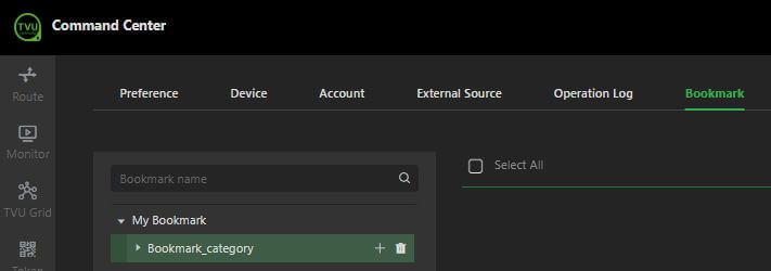 Command Center Settings - Bookmark tab