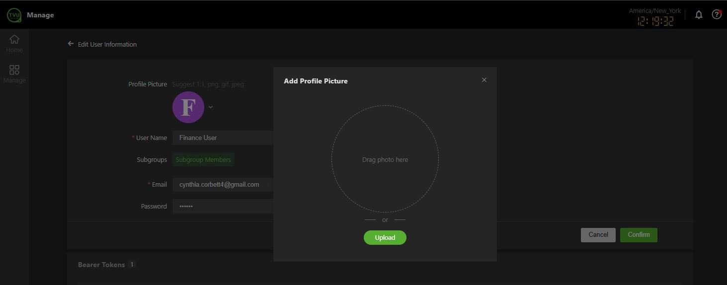 Edit User Information window - Add Profile Picture finance