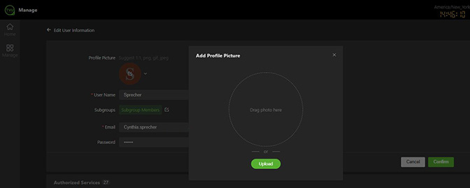 Edit User Information window - Add Profile Picture subuser