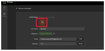 Edit user information window -Edit profile picture Finance
