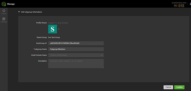 Editing Subgroup information