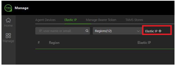 Elastic IP tab and plus