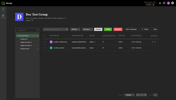 Groups page - Admin