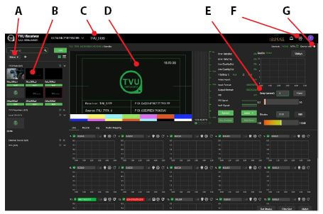TVU Receiver Web interface controls and functions