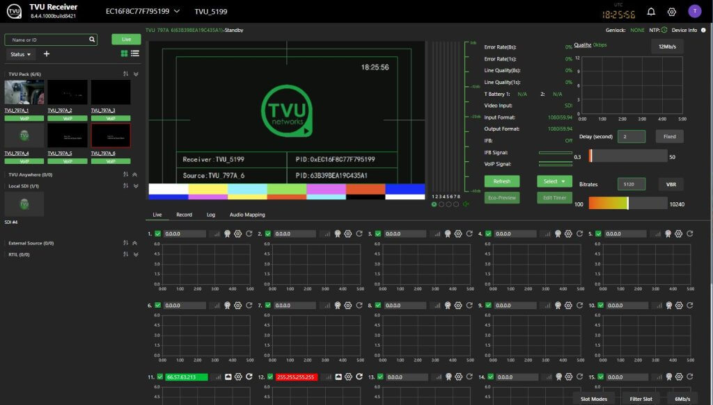 TVU Receiver web interface