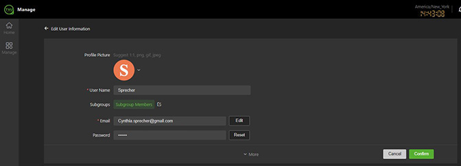 edit user information - member finance