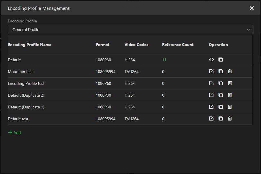 Encoding Management Profile Default