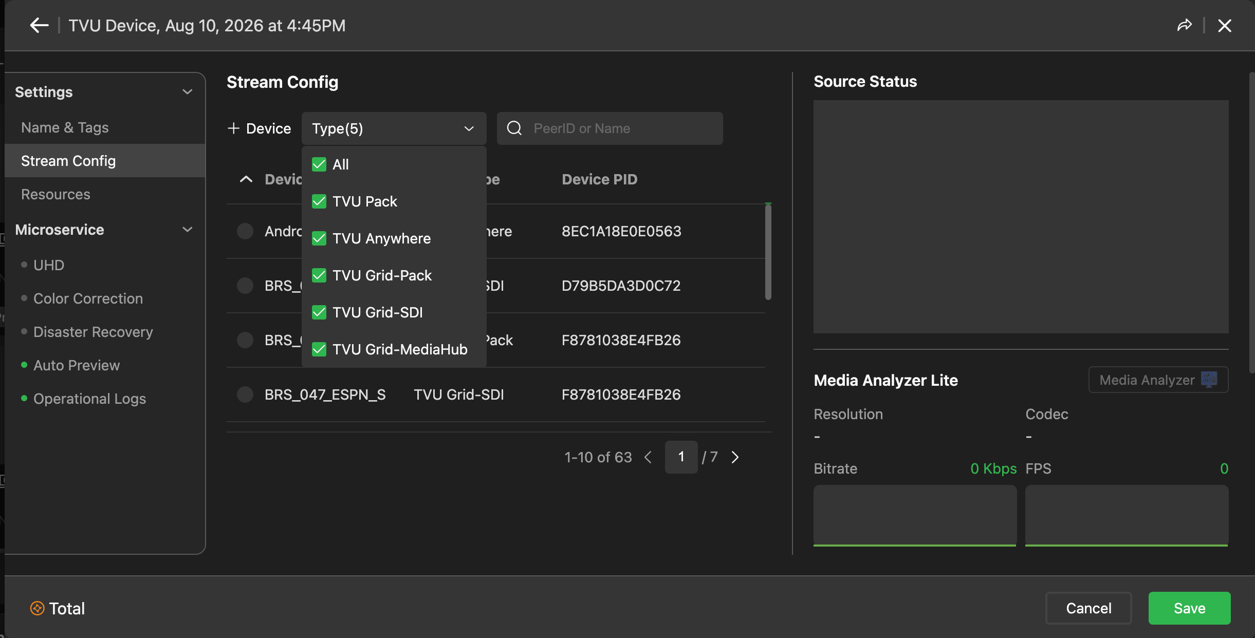 P12_TVU Device type menu