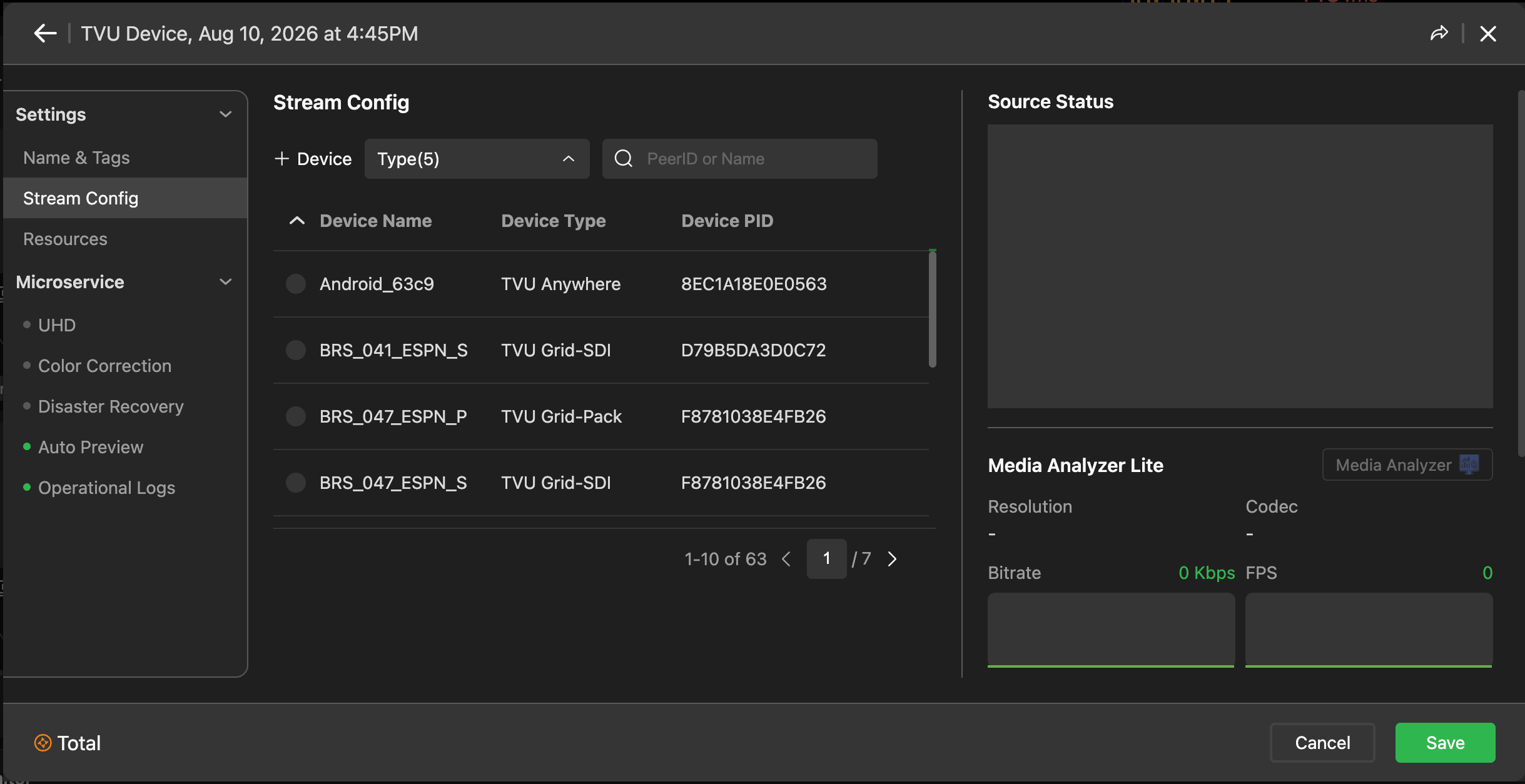 TVU Device window
