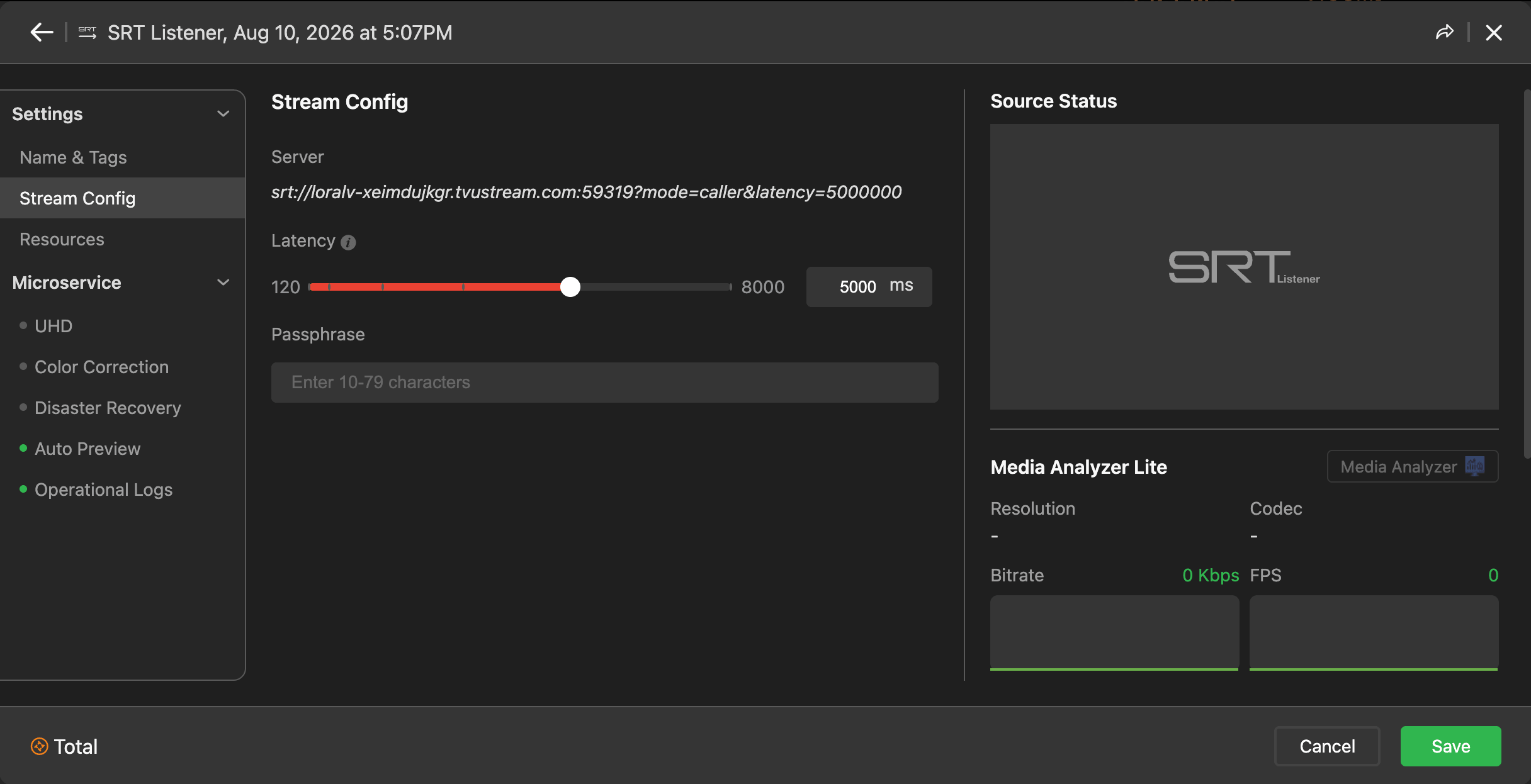P17_Source configuration page - SRT Listener
