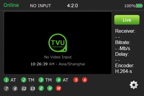 TVU One online no input 1