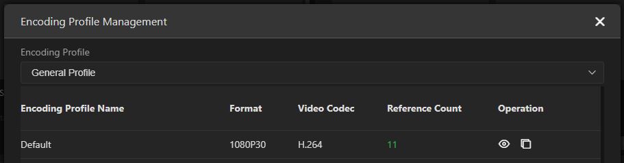 encoding profile management eye icon