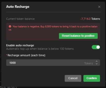 Auto Recharge enabled