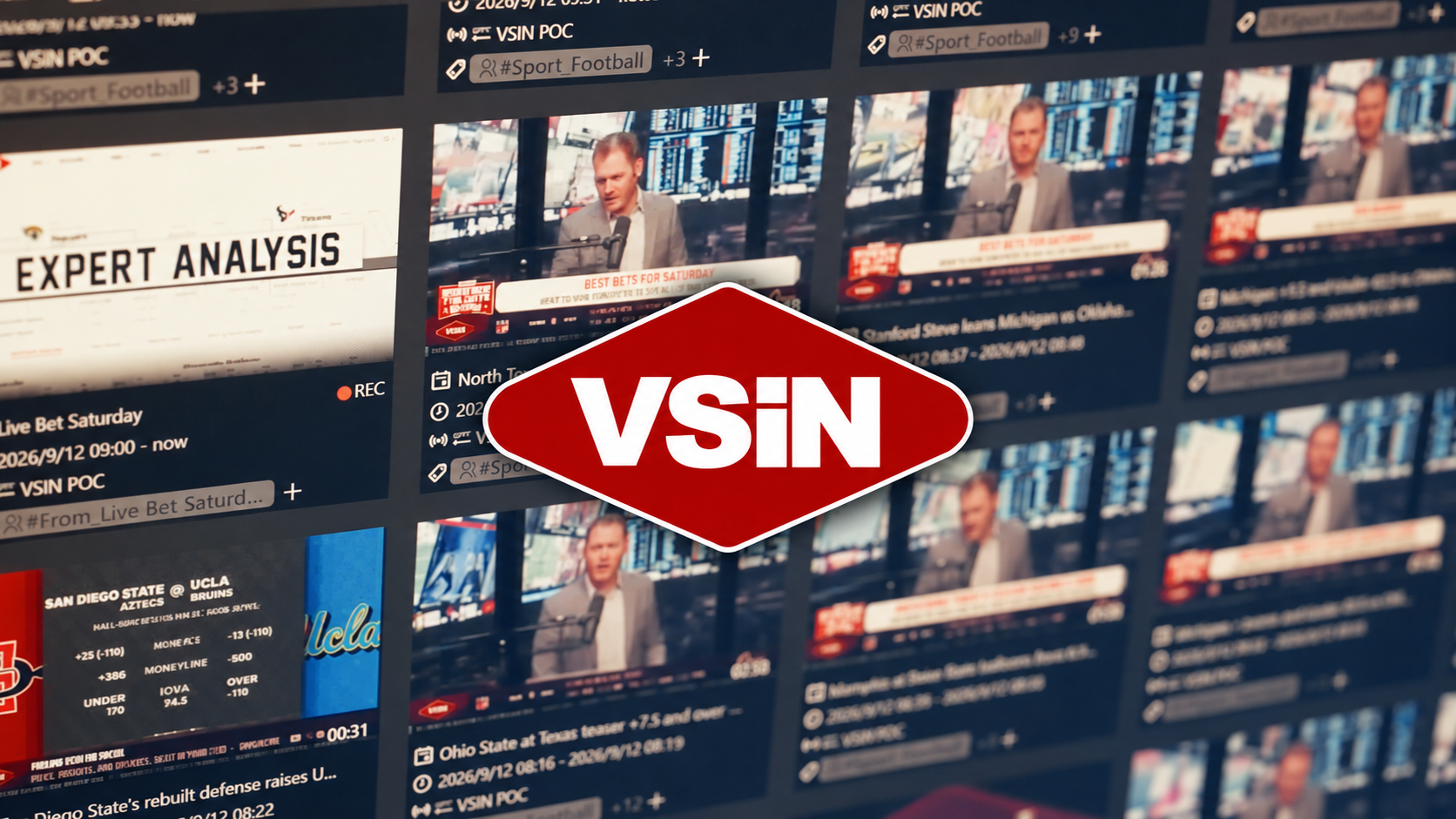TVU Search performing AI video clipping on a live VSiN broadcast